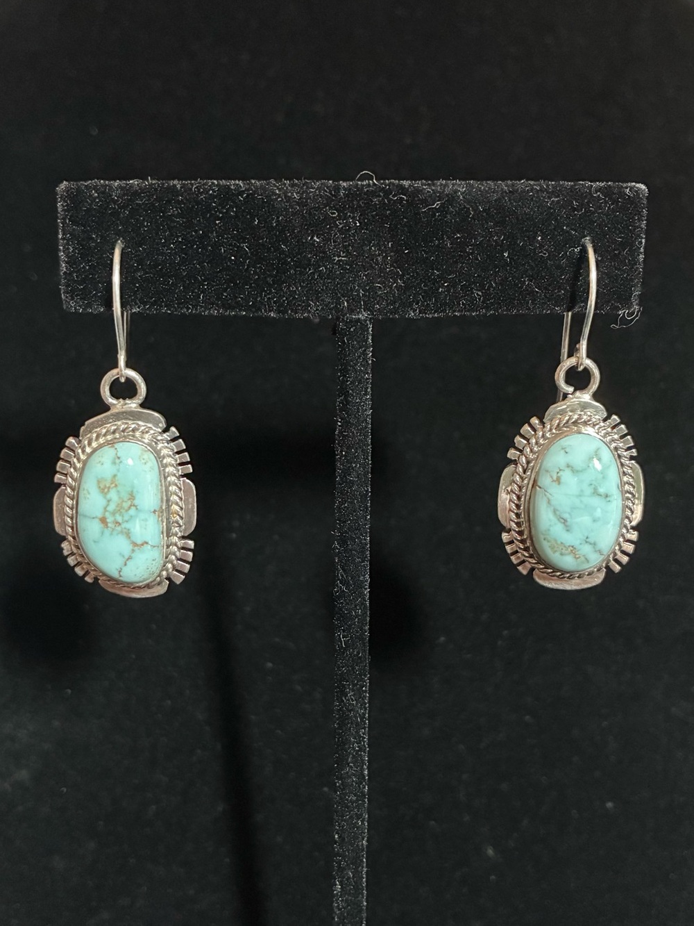 John (J.) Nelson Navajo Sterling Silver Turquoise Earrings